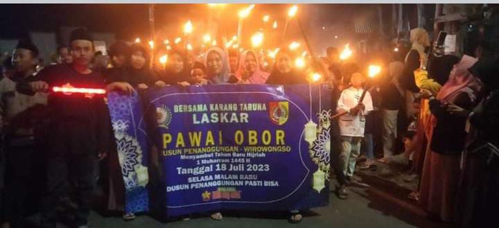 Ribuan Warga Wirowongso Ikuti Pawai Obor Tahun Baru Islam  1 Muharram 1445 H