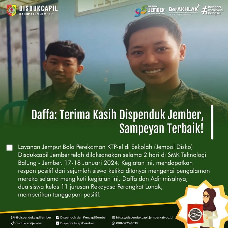 Daffa: Terima Kasih Dispenduk Jember, Sampeyan Terbaik!