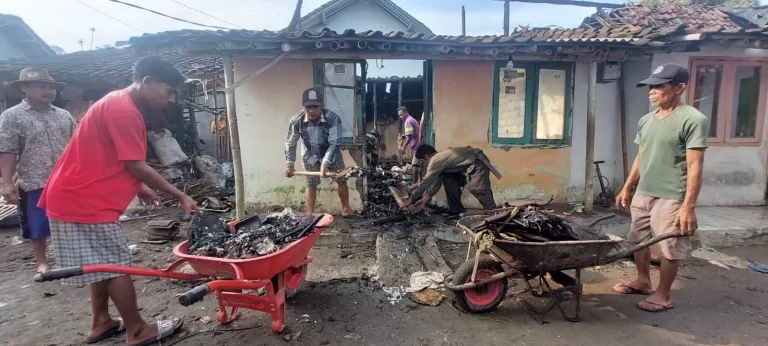 Gerak Cepat Gotong Royong, Warga Bersihkan Puing Sisa Kebakaran Rumah Nenek Turina di Jenggawah Jember
