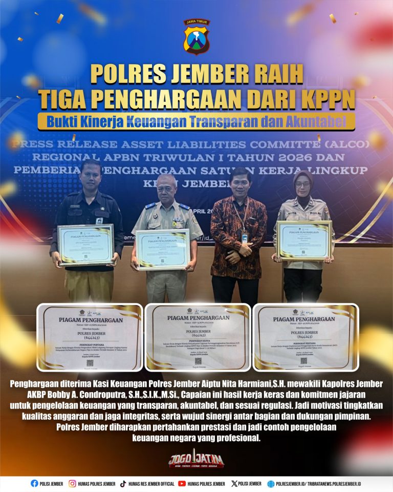 Keren, Polres Jember Borong Tiga Penghargaan dari KPPN
